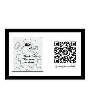 QR Cards Thank You with Snowman Design Custom Handcrafted 2x4 50pc